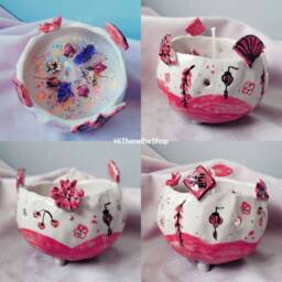 Good Fortune Celebration Candle Bowl Chinese New Year Handmade Candle Tealight Holder. Jewellery Bowl. Home D??cor. Pottery. Lunar New Year - thumbnail 1