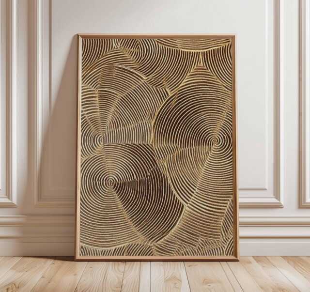 Abstract Geometric Line Art Poster - Modern Brown Minimalist Wall Decor Neutral Pattern Print For Living Room & Contemporary Home - image 1