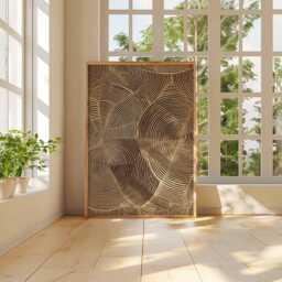 Abstract Geometric Line Art Poster - Modern Brown Minimalist Wall Decor Neutral Pattern Print For Living Room & Contemporary Home - thumbnail 3