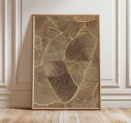 Abstract Geometric Line Art Poster - Modern Brown Minimalist Wall Decor Neutral Pattern Print For Living Room & Contemporary Home - thumbnail 1