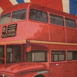 Union Jack Red London Bus Woven Tapestry Cushion Cover Sham - thumbnail 2