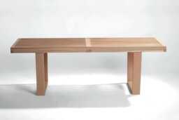 Handmade Solid Oak Bench Mid-Century Modern Design, Untreated Wood. 52