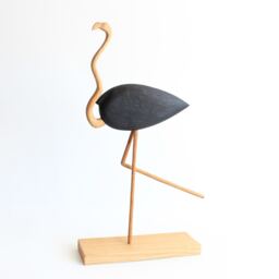 Wooden Carved Birds Flamingo, Sculpture Home Decore Animal, Decorative Figurine For Bookshelf Decor - thumbnail 3