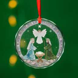Nativity Christmas Seaglass Ornament, Religious Jesus Birth Meaningful Gift, Baby Christian Gift - thumbnail 3
