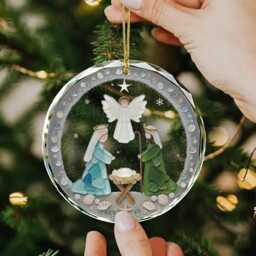Nativity Christmas Seaglass Ornament, Religious Jesus Birth Meaningful Gift, Baby Christian Gift - thumbnail 4