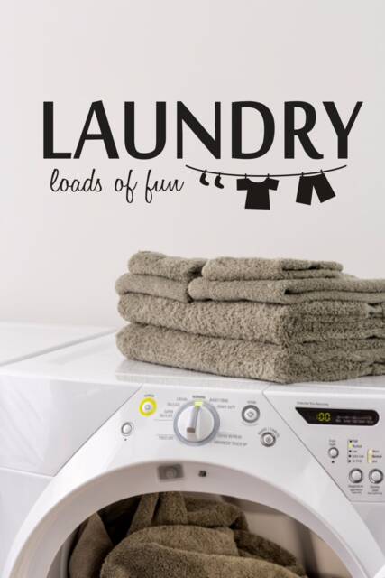 Laundry Loads Of Fun Wall Decal, Room Vinyl Decal Quote, With Clothes Line - image 1