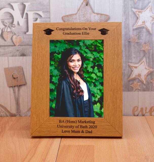 Personalised Graduation Photo Frame French Oak Veneer, A4 Frame - image 1