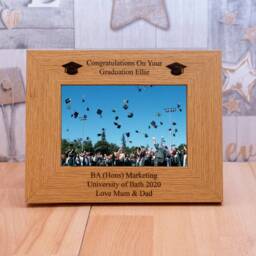 Personalised Graduation Photo Frame French Oak Veneer, A4 Frame - thumbnail 2