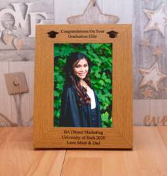 Personalised Graduation Photo Frame French Oak Veneer, A4 Frame - thumbnail 1