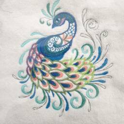 Multi-Colored Peacock Embroidered Hand Towel - Kitchen Or Bathroom Housewarming Gift - thumbnail 2