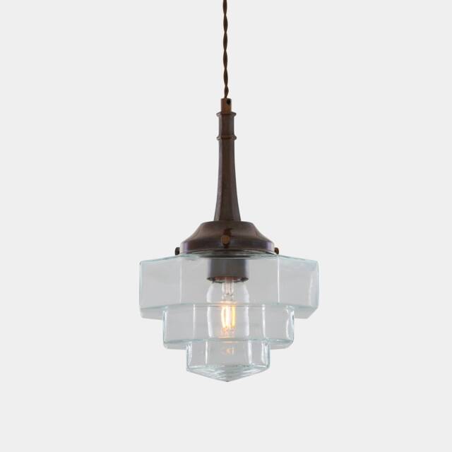 Novato Pendant With Hexagonal Stepped Glass Shade 14 - image 1
