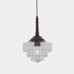 Novato Pendant With Hexagonal Stepped Glass Shade 14