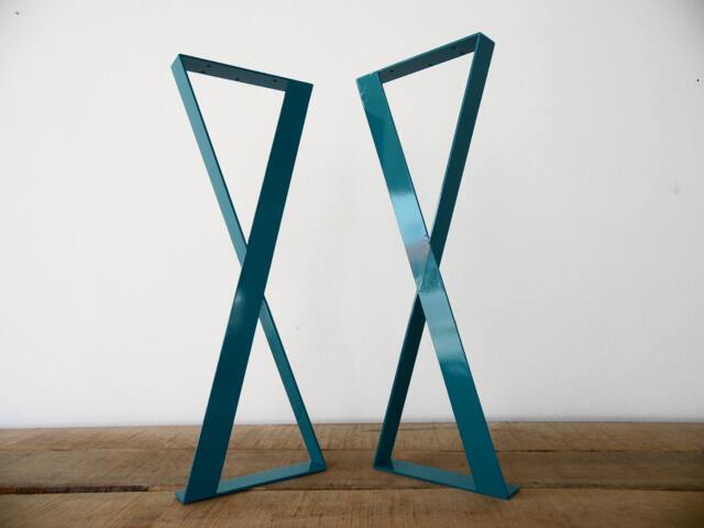 Modern Metal X-Frame Table Legs - Customizable Sizes Set Of 2 - image 1