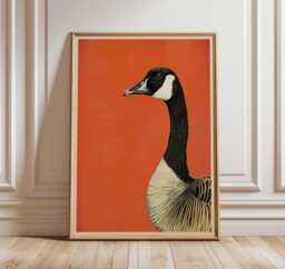 Canada Goose Poster, Bold Bird Wall Art Print, Modern Wildlife Illustration, Orange Background Animal Decor, Unframed Nature Print - thumbnail 1
