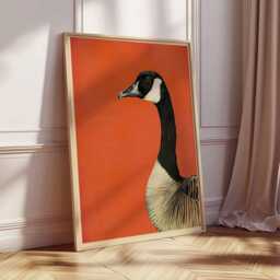Canada Goose Poster, Bold Bird Wall Art Print, Modern Wildlife Illustration, Orange Background Animal Decor, Unframed Nature Print - thumbnail 3