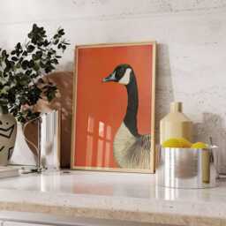 Canada Goose Poster, Bold Bird Wall Art Print, Modern Wildlife Illustration, Orange Background Animal Decor, Unframed Nature Print - thumbnail 2