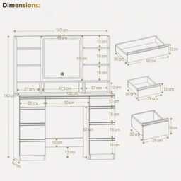 Dressing Table Led Mirror White Vanity 9 Drawers, Open Shelves & Adjustable Lighting - thumbnail 4