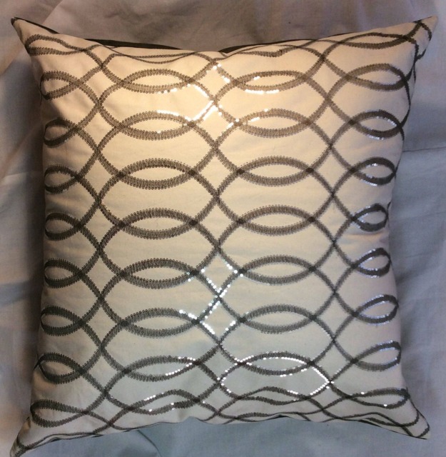 White Pillow Cover, Silver Sequin Pillow, Sequin Cover, Euro Pillow, Throw Decorative Glitter Cover, Sparkly - image 1