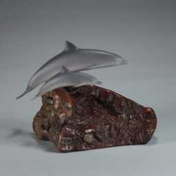 Dolphin & Calf By John Perry 7In Long Airbrushed Sculpture Statue Figurine - thumbnail 3