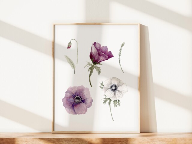 Purple Floral Watercolour, Flower Art, Botanical Watercolour Art Print, Wall Pretty - image 1