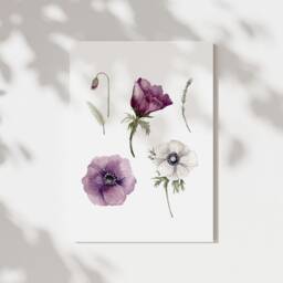Purple Floral Watercolour, Flower Art, Botanical Watercolour Art Print, Wall Pretty - thumbnail 3