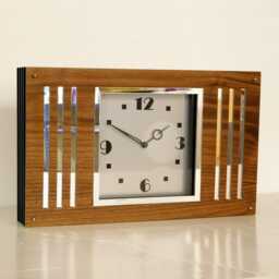Moderne Spirit Walnut Gold & Silver Dial Mantel Clock - thumbnail 4