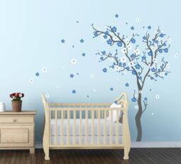 Baby Boy Nursery Ideas Cherry Blossom Wall Decal Sticker Decals Home Decor Art By Decalisland -Wall For Kids Rooms Sd 021 - thumbnail 1