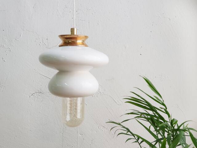 White Ceramic Pendant Lamp Handmade Hanging Light Fixture - image 1