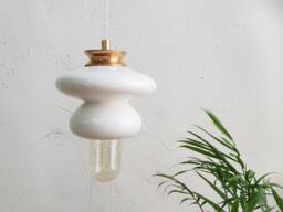 White Ceramic Pendant Lamp Handmade Hanging Light Fixture