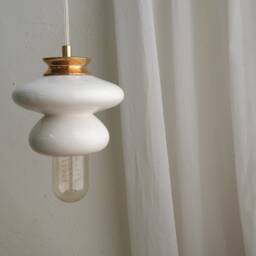 White Ceramic Pendant Lamp Handmade Hanging Light Fixture - thumbnail 3