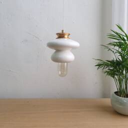 White Ceramic Pendant Lamp Handmade Hanging Light Fixture - thumbnail 2