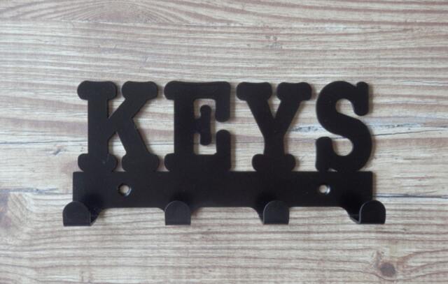 Keys Word Silhouette Key Hook Rack - Metal Wall Art - image 1