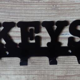 Keys Word Silhouette Key Hook Rack - Metal Wall Art - thumbnail 3