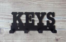 Keys Word Silhouette Key Hook Rack - Metal Wall Art - thumbnail 1
