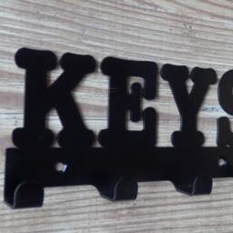 Keys Word Silhouette Key Hook Rack - Metal Wall Art - thumbnail 2