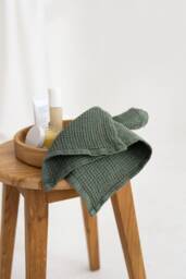 Linen Face Cloth Set Of 2, Waffle Towel, Compact Foldable Bath Small Guest Towel - thumbnail 1