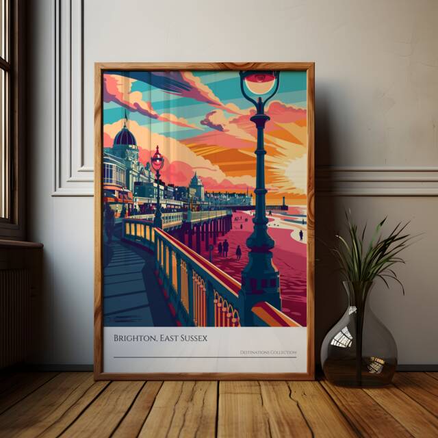 Brighton Pier Sunset Poster East Sussex Coastal Wall Art - image 1
