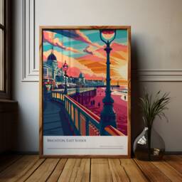 Brighton Pier Sunset Poster East Sussex Coastal Wall Art - thumbnail 1