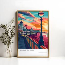 Brighton Pier Sunset Poster East Sussex Coastal Wall Art - thumbnail 2