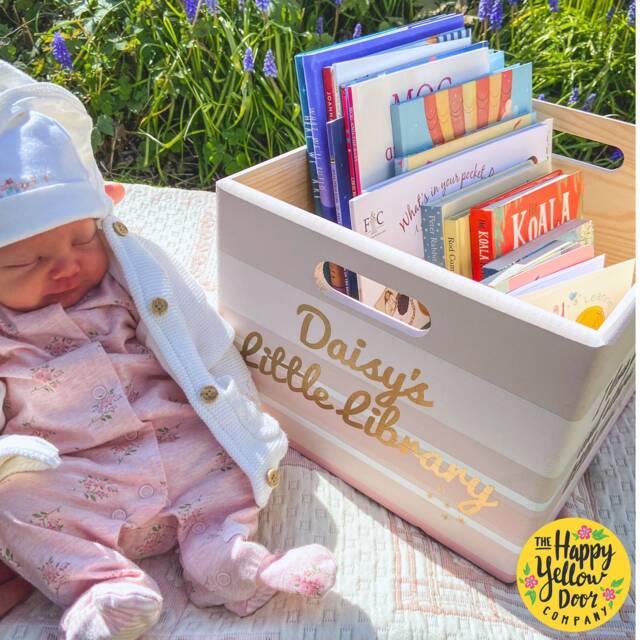 Personalised Book Storage Box Hand-Painted Wooden Crate, Nursery Decor - image 1
