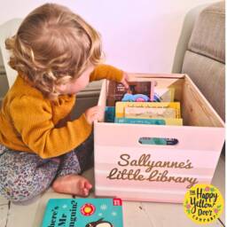 Personalised Book Storage Box Hand-Painted Wooden Crate, Nursery Decor - thumbnail 2