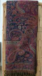 Luxury Boiled Pure Merino Wool Reversible Sofa Or Bed Throws For Ultimate Comfort & Style - Classic Bold Paisley Multi Coloured Pink& Blue - thumbnail 1