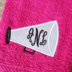 Monogrammed Cheer Towel Embroidered Megaphone, Glitter Applique - thumbnail 4