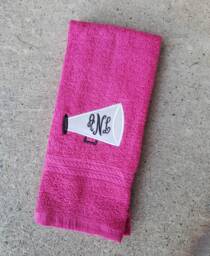 Monogrammed Cheer Towel Embroidered Megaphone, Glitter Applique - thumbnail 1