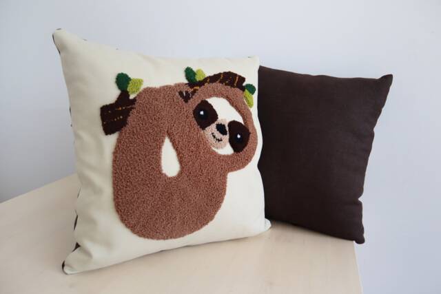 Sloth Pillow Cover Embroidered Cotton Sofa Cushion - image 1