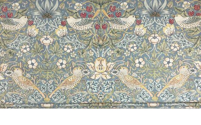 William Morris - Strawberry Thief Slate/Vellum Made To Measure Professionally Roman Blind - image 1