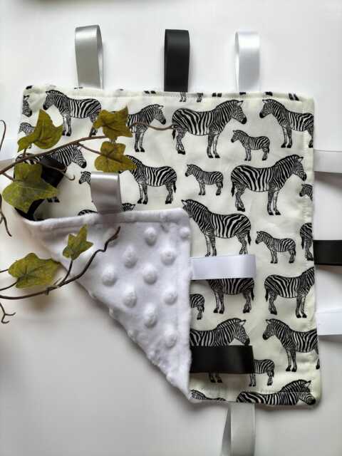 Zebra Print Taggy Blanket. Baby Taggy. Comforter. Handmade - image 1