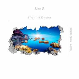 Rocky Sea - 3D Wall Art Broken Stickers Sticker Decal Wallpaper Wall Decals -Sku Sls3Dw - thumbnail 3