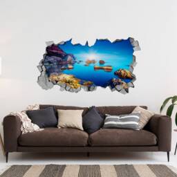 Rocky Sea - 3D Wall Art Broken Stickers Sticker Decal Wallpaper Wall Decals -Sku Sls3Dw - thumbnail 2