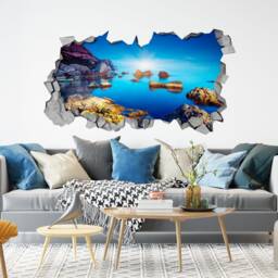 Rocky Sea - 3D Wall Art Broken Stickers Sticker Decal Wallpaper Wall Decals -Sku Sls3Dw - thumbnail 1